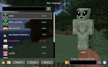 Selecting a skin