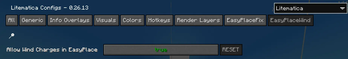 Mod's menu in Litematica's settings