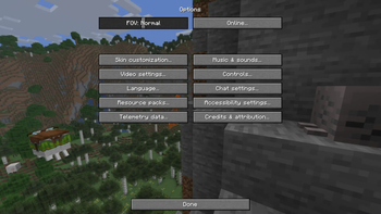 Options screen with changed texts