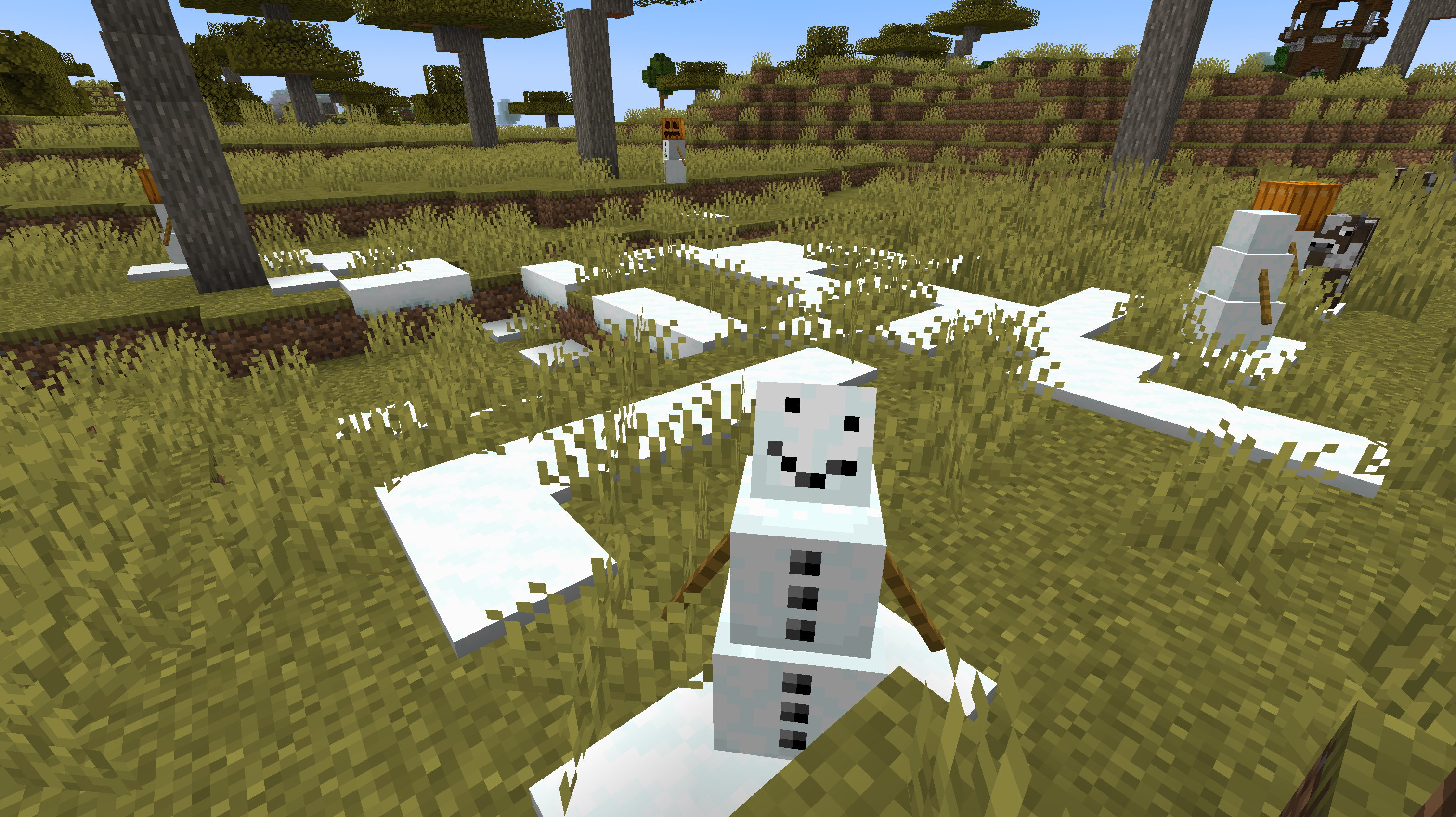 Snow golems happily living in a Savanna biome