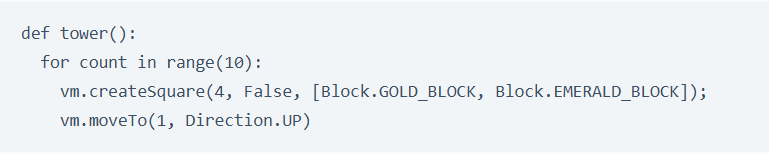 Python code to create a simple tower