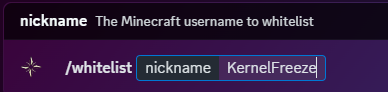Whitelist command on Discord