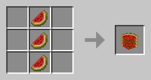 Image displaying crafting recipe of Melon Slice Pile