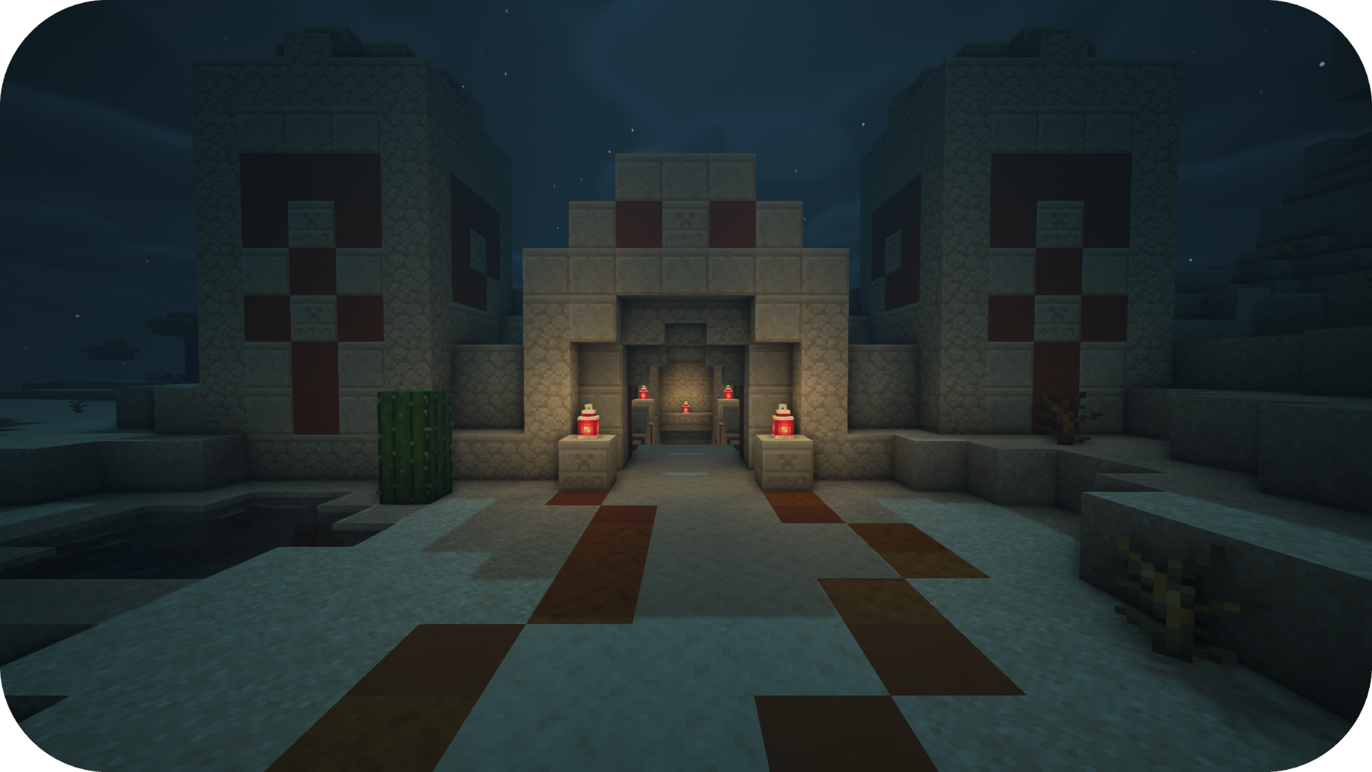 Desert Temple with Lanterns
