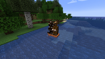 Two horses in a boat