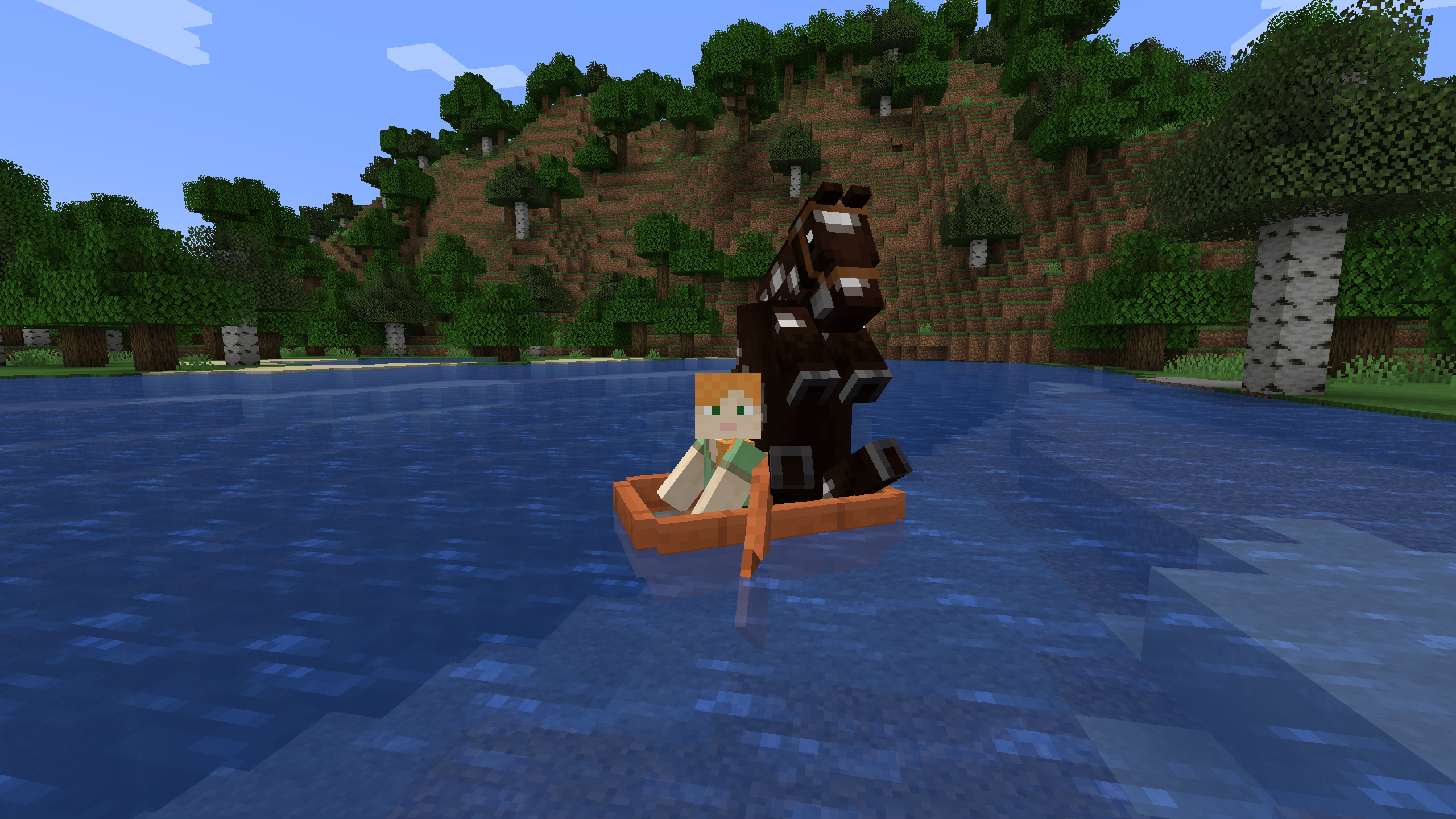 A horse in a boat