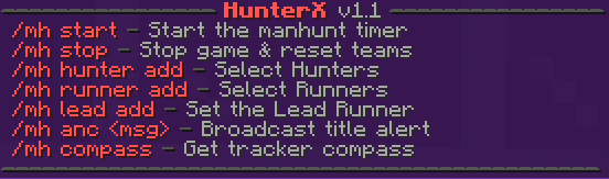 HunterX Commands Overview