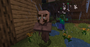 bearded villager fleeing zombie