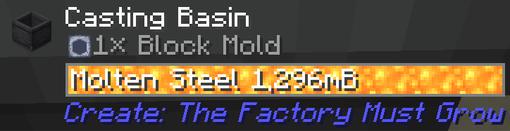 The new basin capacity when casting a block