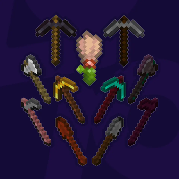 A higher resolution version of the mod's icon.
Left to right, top to bottom:  
1) Oak Blackstone, Bamboo, D.Oak Deepslate -
2) Birch Iron, Jungle Gold, Mangr. Dia., Warped Nthrt. - 
3) Cherry St., Acacia Wood., Spruce St., Crimson Wood.