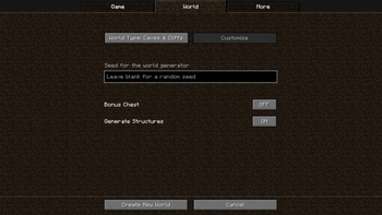 Caves And Cliffs World Type And New Modern World Creation GUI
