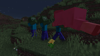 Zombies attacking a Pink Sheep