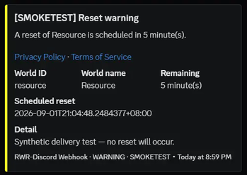 Reset Warning