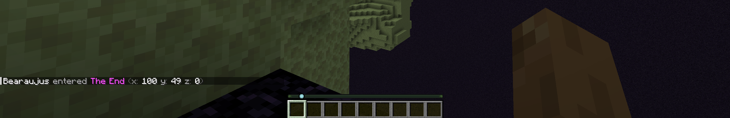 Dimension change message for The End