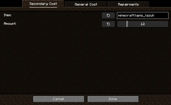 Secondary Cost Settings