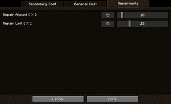 Repairments Settings