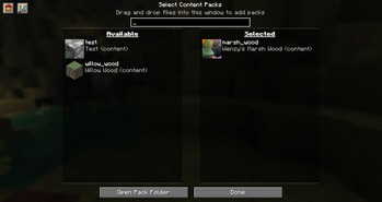 Content Packs Selection Screen