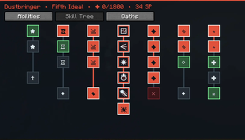 A progressing Dustbringer skill tree