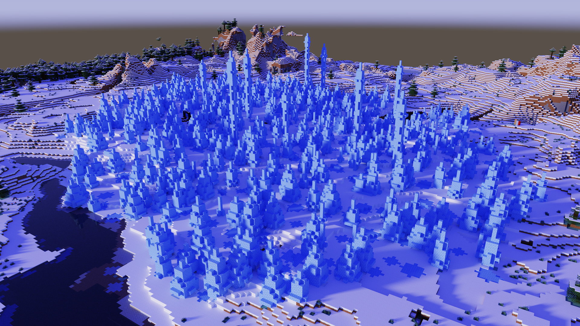 An ice spikes biome at sunset