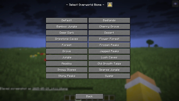 Overworld Biomes Selection Menu