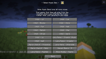 Music Discs Selection Menu