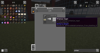 Blast 1 Arkenium Ore for 1 Arkenium Ingot