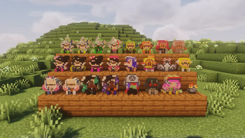 Stand with all plushies with shaders