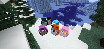 All penguin variants in a sitting position