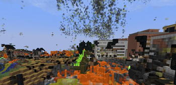 Tremorzilla destroying a town with pollutiion of the realms