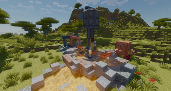 A Fracking Pylon setup, producing Molten Ochrum