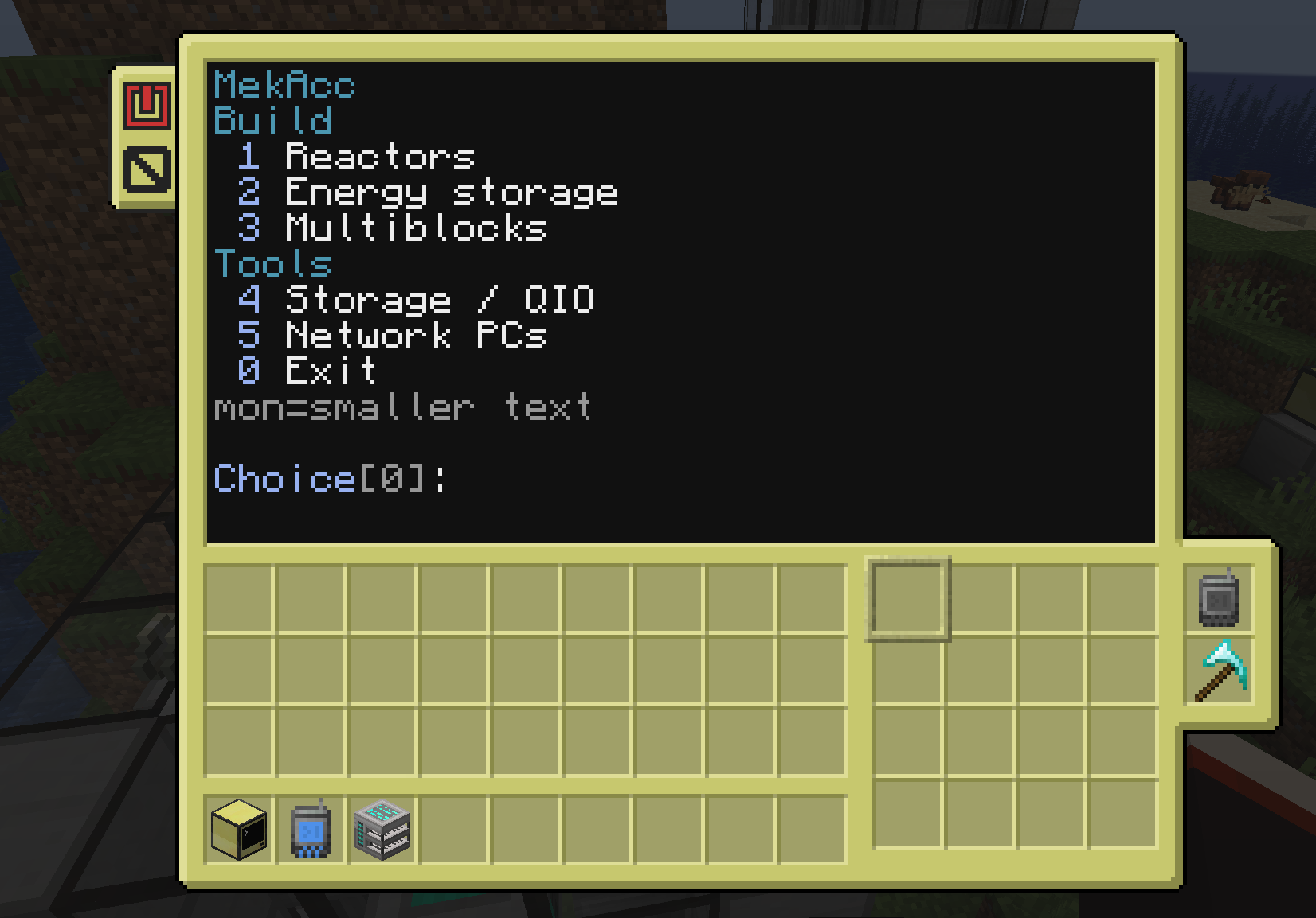 MekAcc builder menu