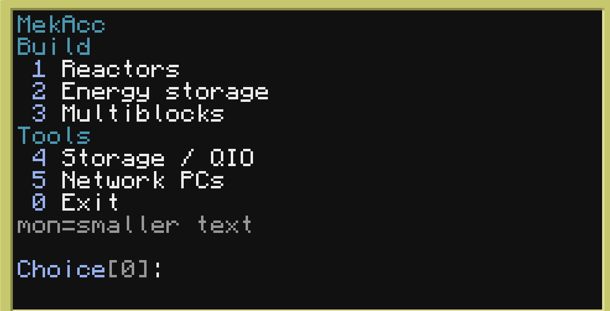 MekAcc program UI
