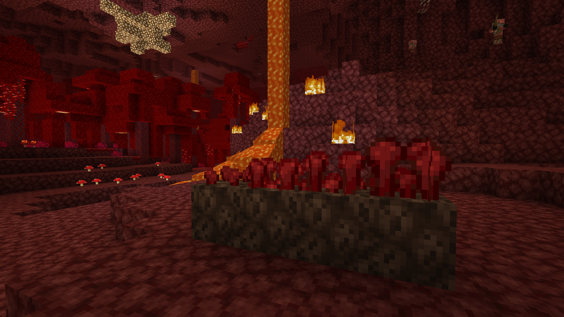 An image of a all stages of nether wart, with the pack applied.