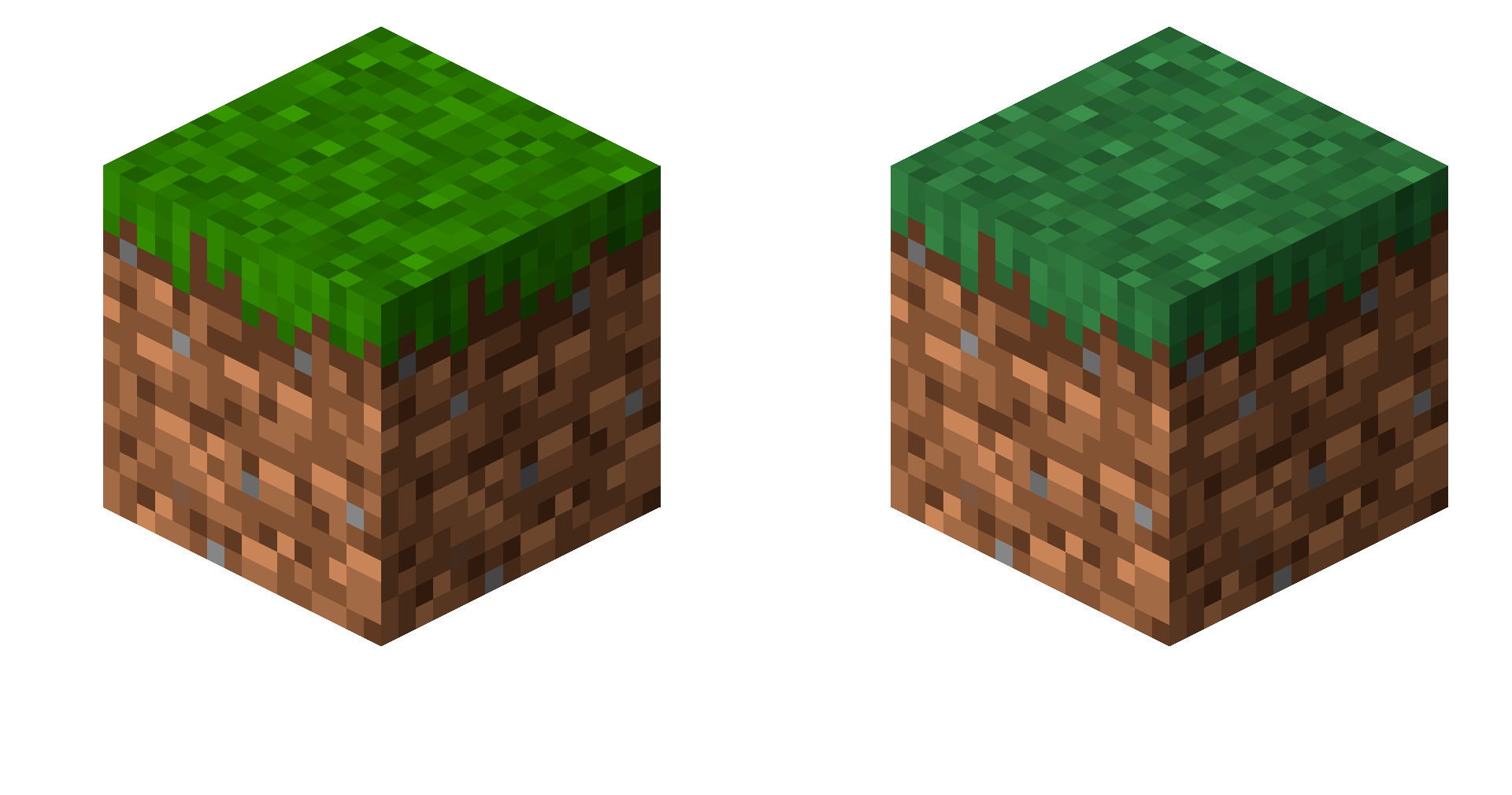 Comparison of grass block with and without pack