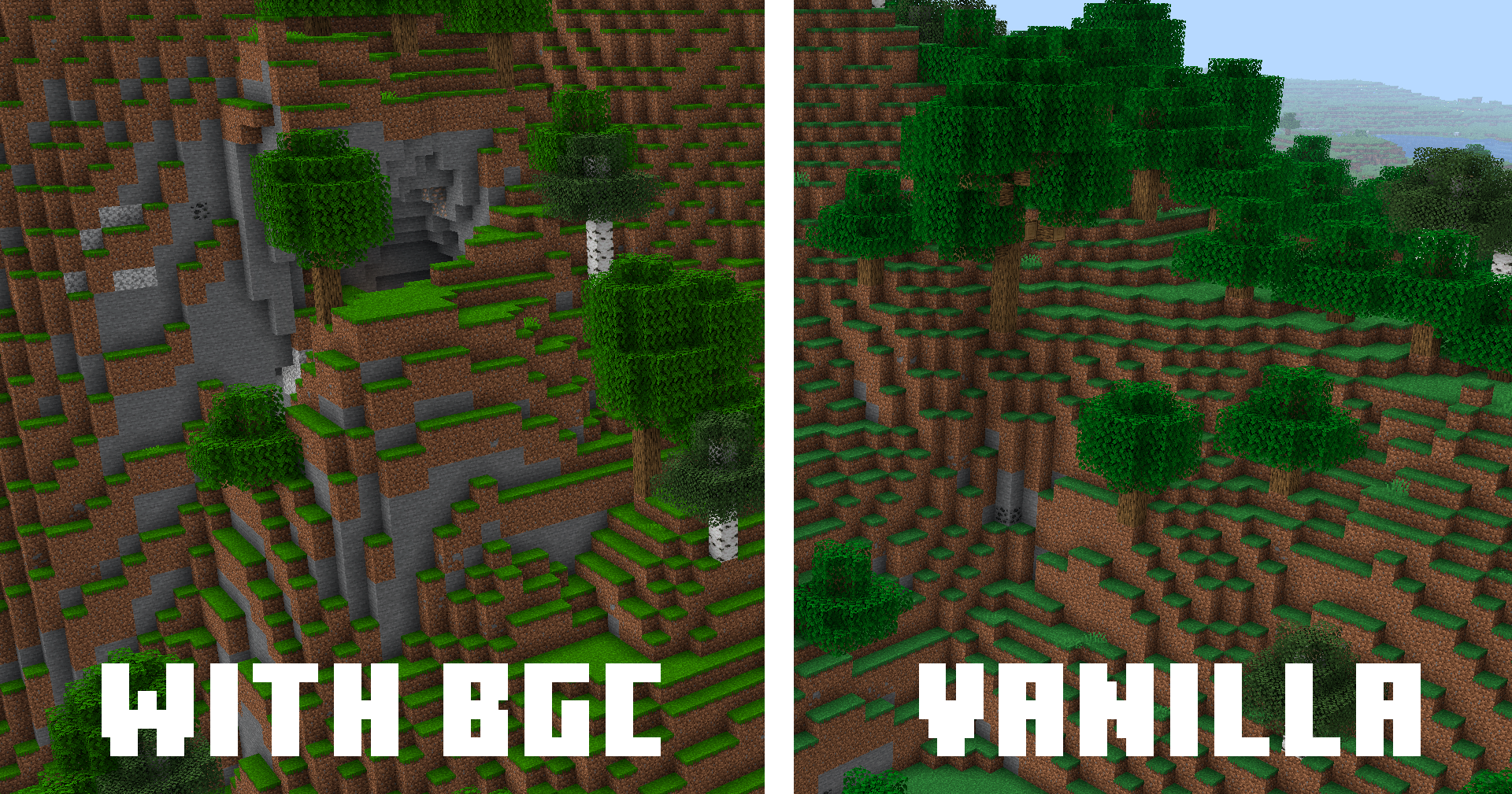 Comparison of grassy mountain with and without pack