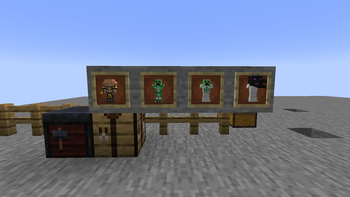 Several armor racks in item frames