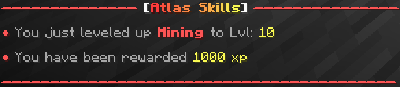 Skill leveled up reward Message