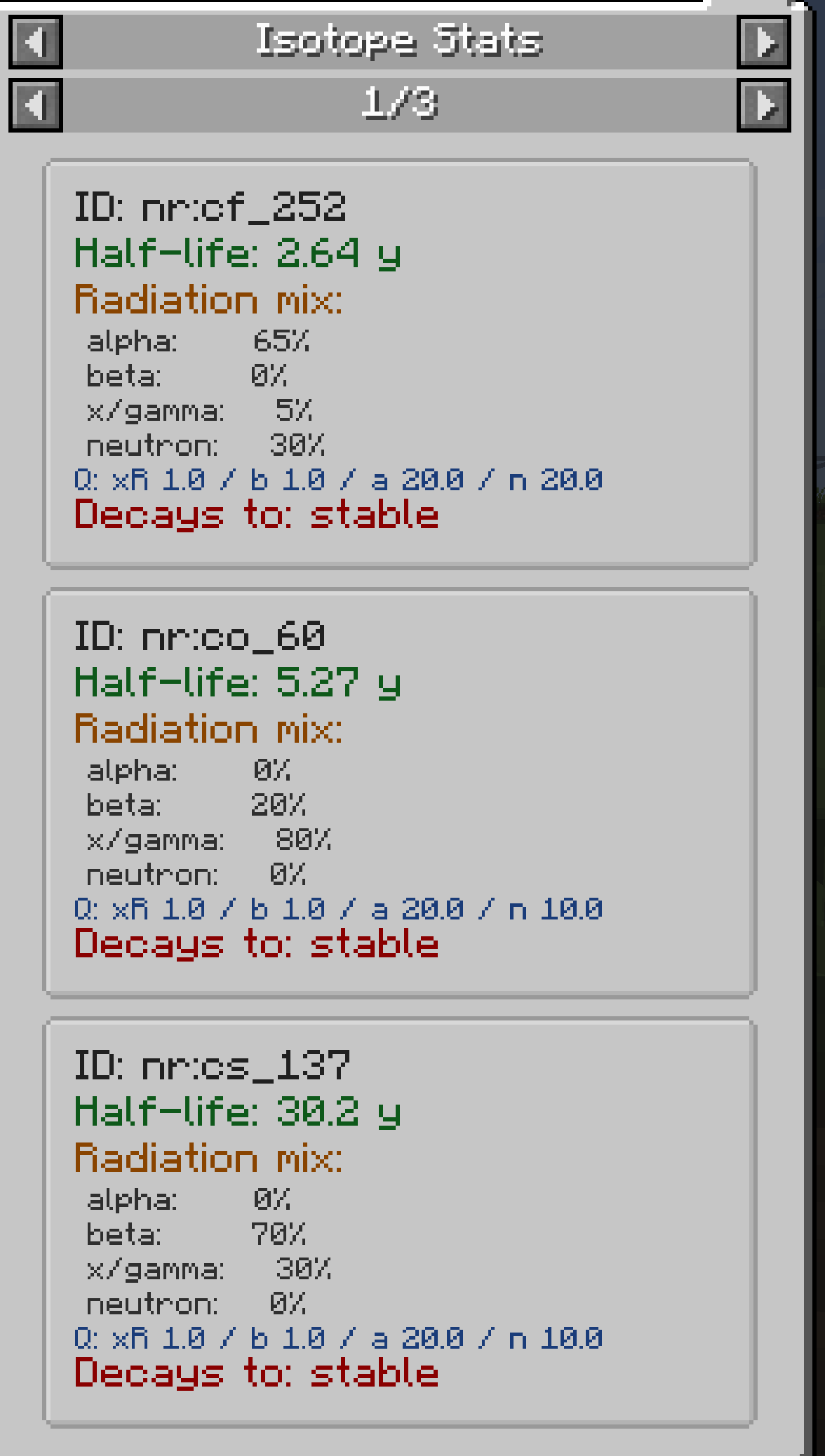 Isotope information JEI