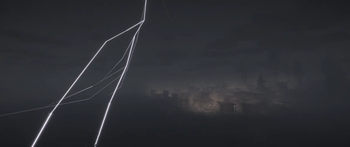 Lightning strike on a stormy night.