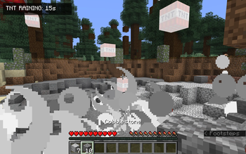 TNT exploding on the ground after falling from the storm.
