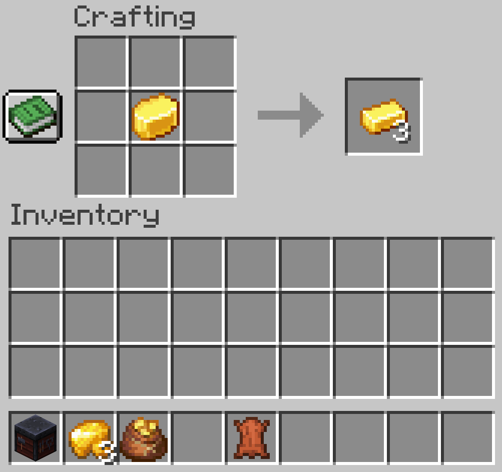 Crafting into gold bars