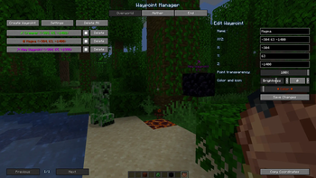 Editing a waypoint