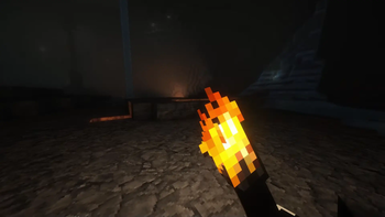 Torch in cave