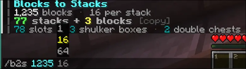 B2S Stacks conversion, stack size 16