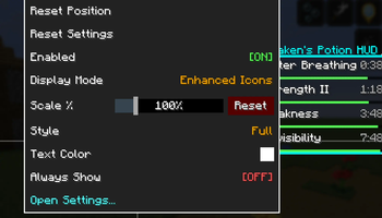 HUD settings