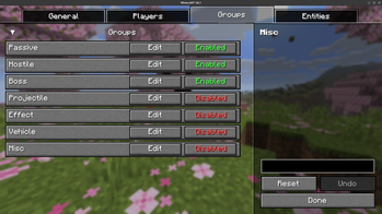 Groups screen