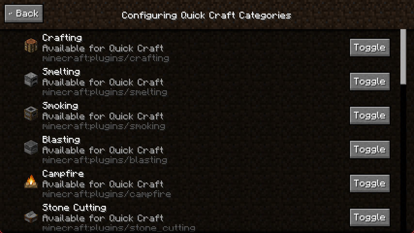 Configuring Quick Craft