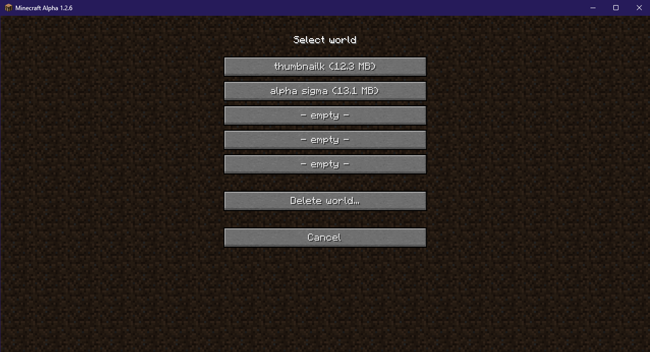 World Create Menu