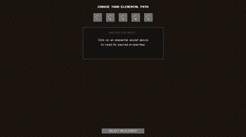 Elemental power selection screen