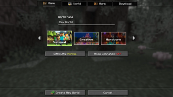 World Creation Menu